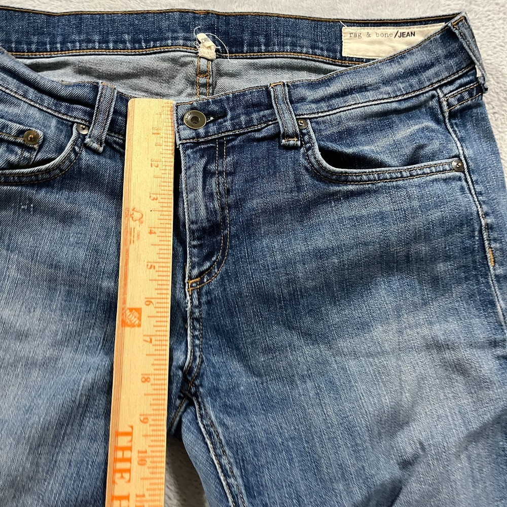 Rag & Bone Skinny Raw Hem Jeans in Amelie 29 Low Rise Western Blue Denim Y2K - Picture 10 of 12